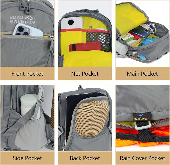 Hiking Backpack With Rain-cover, 30L Travel Backpacks - Image 5