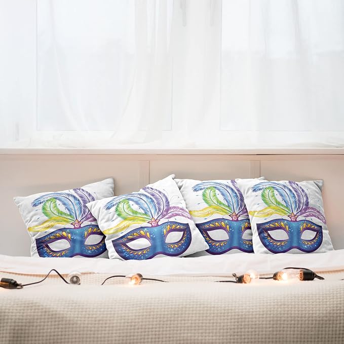 Ambesonne Mardi Gras Throw Pillow Cushion Case Pack of 4, Modern Accent - Image 6
