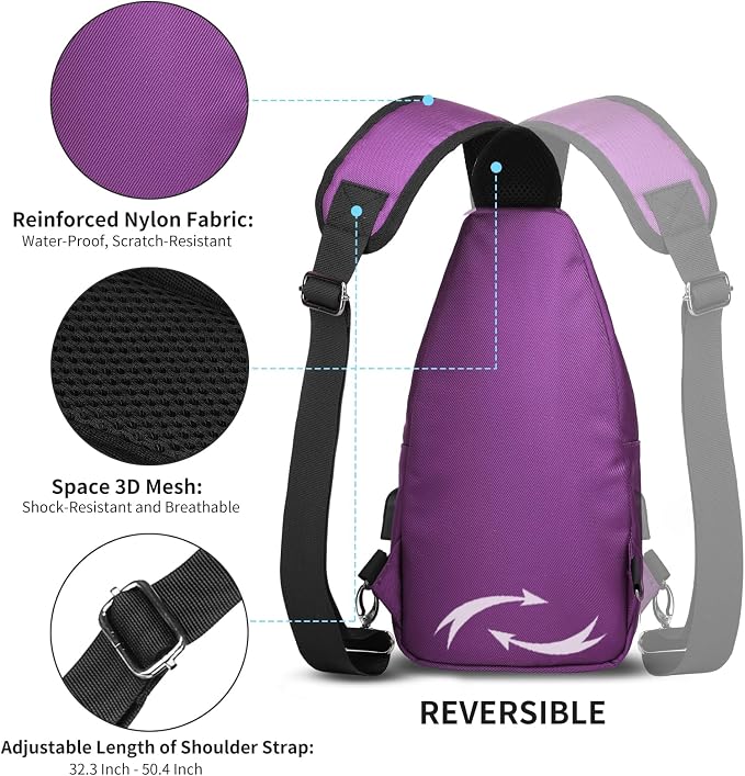 AMJ Crossbody Sling Bag Men Women, Casual Shoulder Backpack, Chest Daypack - Image 4