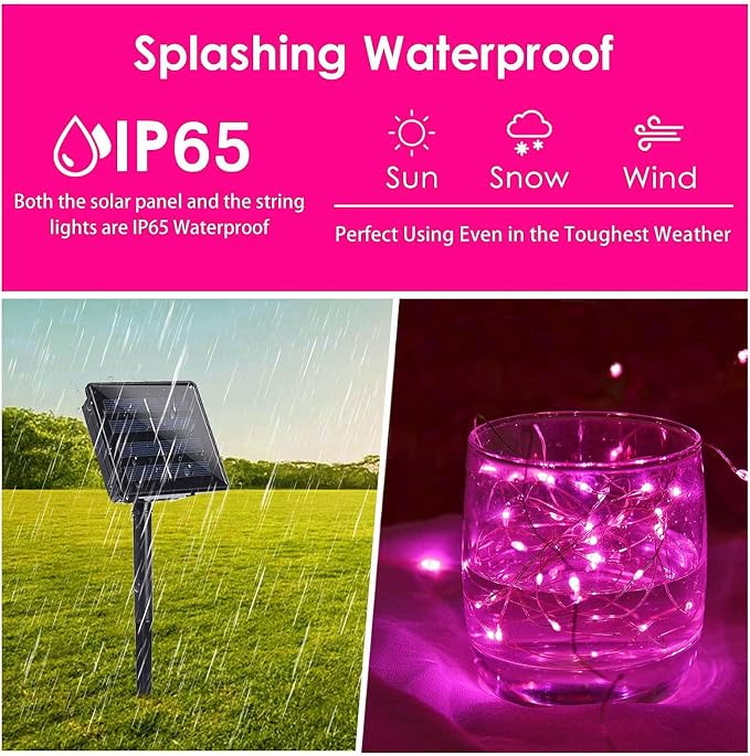 Solar Pink Valentine String Lights Outdoor - Image 3