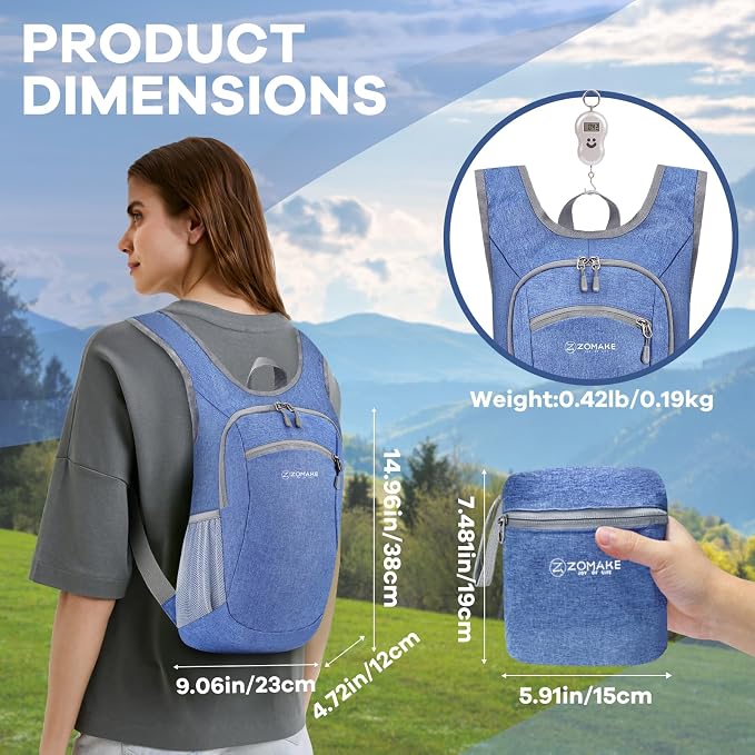 ZOMAKE Ultra Lightweight Packable Backpack 10L, Small Foldable Backpacks Hiking - Image 2
