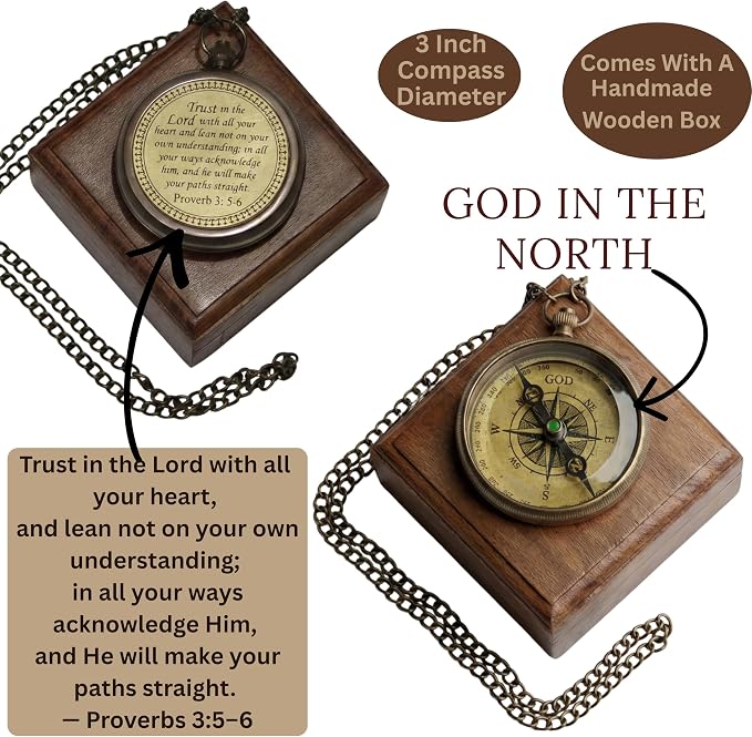 Handmade Brass Antique Compass - Image 3