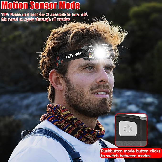Headlamp Rechargeable 6Pack, 3000 Lumen Ultra-Light Bright Headlamp Flashlight - Image 4