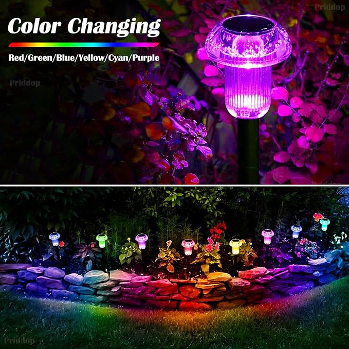 Priddop Solar Lights Outdoor Pathway Waterproof 8 Pack Color Changing LED - Image 5
