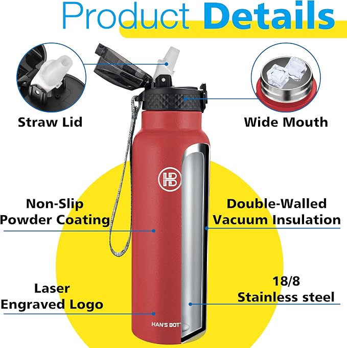 Han's Bottle Sports Water Bottle - 24 Oz - Image 5