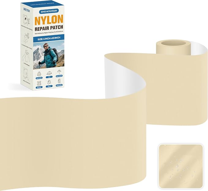 KING MOUNTAIN Self Adhesive Nylon Fabric Repair Tape, 4×63 Inches, Quick Down by ForABetterHomeLife