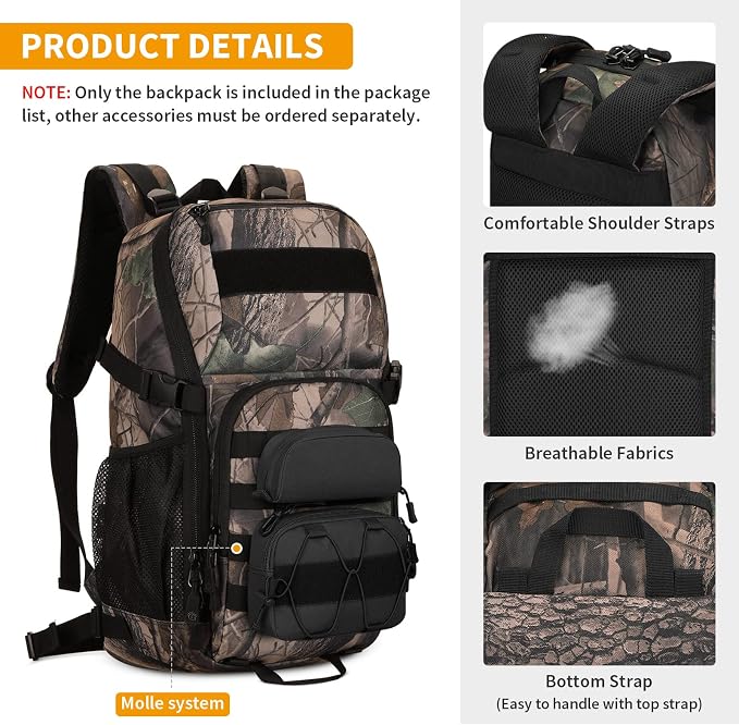 HUNTVP Tactical Backpack Military MOLLE Backpack Hunting Rucksack Gear Assault - Image 5
