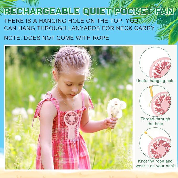 Woanger 12 Pcs Mini Handheld Fan Bulk 3 Speed USB Electric Battery Operated - Image 5