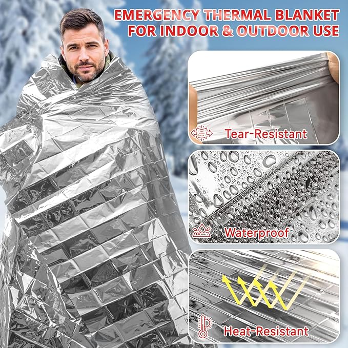 SecuCaptain Survival Emergency Thermal Blankets: 50 Pack Extra Large 84” x63” - Image 5