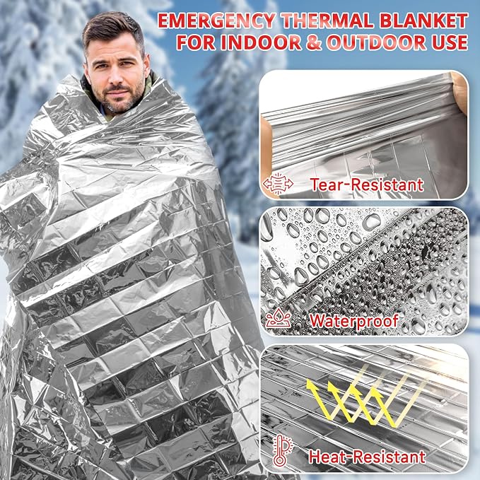 SecuCaptain Survival Emergency Thermal Blankets: 100 Pack Extra Large 84” x63” - Image 5