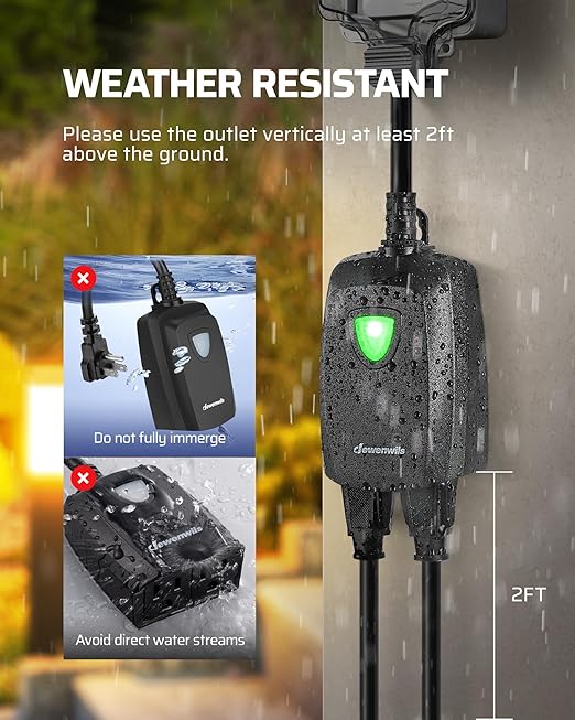 DEWENWILS Outdoor Remote Control Outlet, Weatherproof Wireless Electrical Plug - Image 3