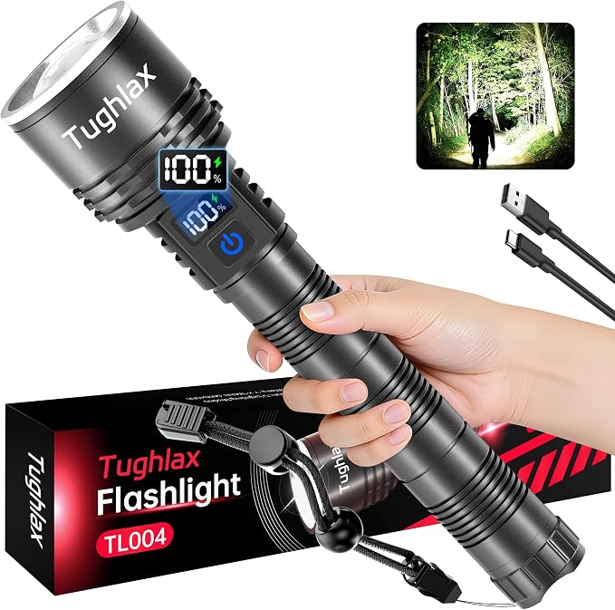 Rechargeable Flashlights High Lumens, 000 Lumens Super Bright LED Flashlight by Tughlax