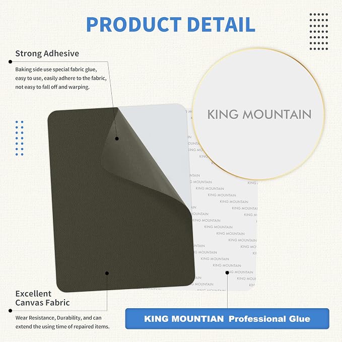 KING MOUNTAIN Canvas Repair Patch 9 x11 Inch 2 Pcs Self-Adhesive Waterproof - Image 3