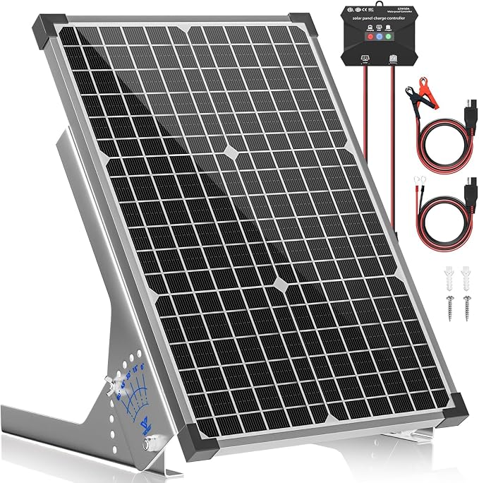 Voltset 30W Solar Panel Kit, 12v Solar Battery Trickle Charger Maintainer + 10A by Voltset