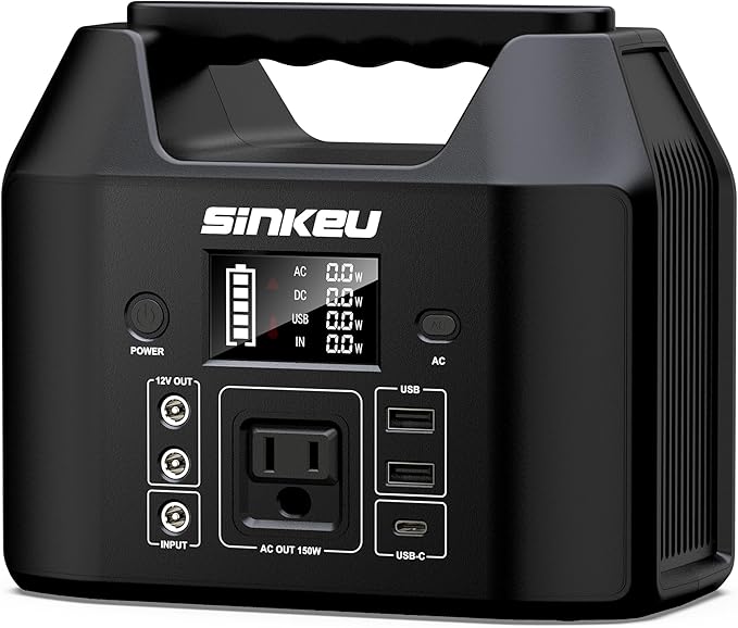 SinKeu Portable Power Station 122.8Wh, LiFePO4 Battery Solar Generator by SinKeu