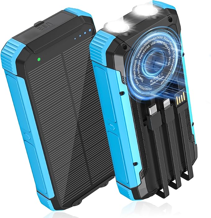 ERRBBIC Solar Charger Power Bank 20000mAh, Portable Wireless Charger, 15W Fast by ERRBBIC