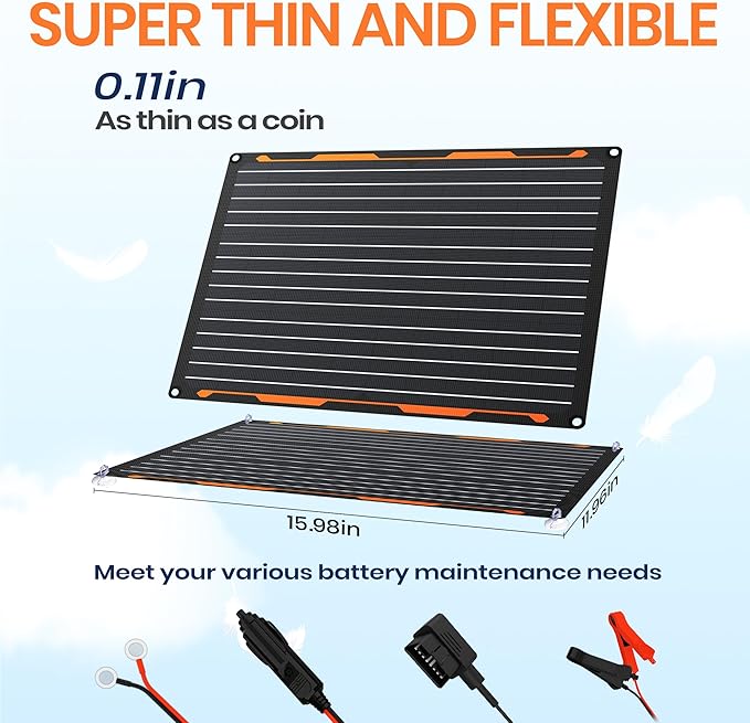 FlexSolar 20W 12V Solar Panel Battery Charger Maintainer Kits Trickle Charger - Image 3