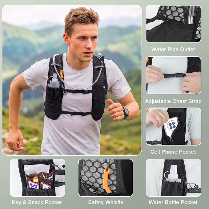 KUYOU Running Vest for Women & Men, Lightweight Hydration Backpack - Image 3