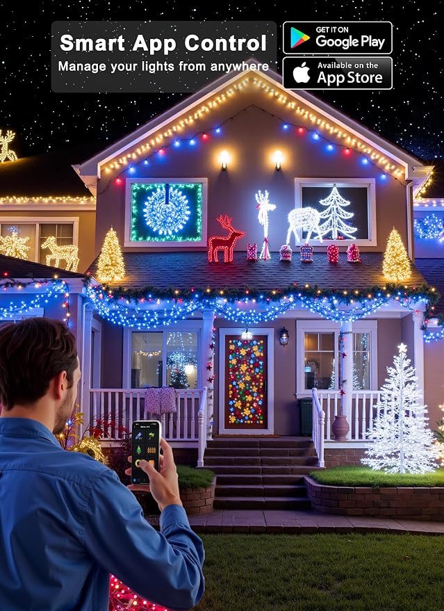 Minetom LED Color Changing Smart RGB Christmas Tree Lights, 165ft 500LED String - Image 6