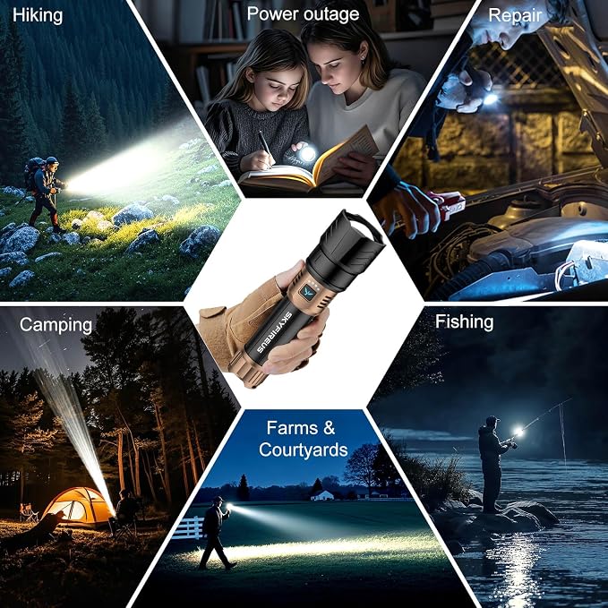 SKYFIRE Rechargeable Flashlights High Lumens, 10000mAh Super Bright Flashlight - Image 7