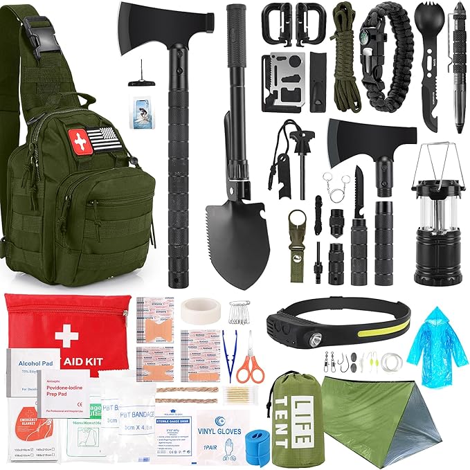 Survival Kit, Camping Axe, Crossbody Bag by XIFOZA