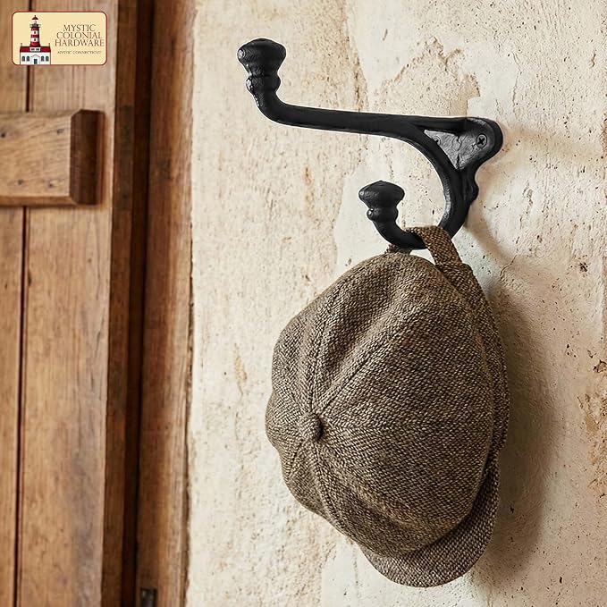 Mystic Colonial Rustic Cast Iron Wall Hooks Heavy Duty Retro Utility Hooks - Image 4