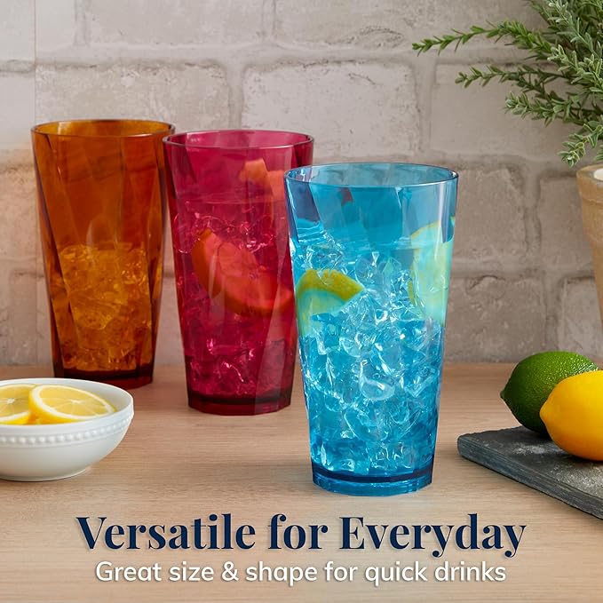 US Acrylic Optix Plastic Reusable Drinking Glasses 20oz Water Cups in Jewel - Image 3
