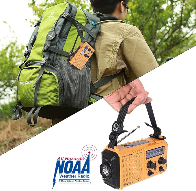 Raynic Weather Radio, 5000mAh/18500mWh NOAA Weather Radio, Solar Hand Crank - Image 5