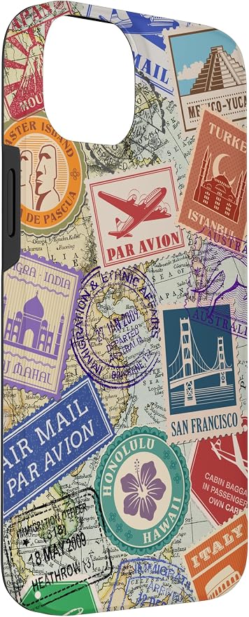 World Map Travel Passport Stamps Postage Stamp Case - Image 3