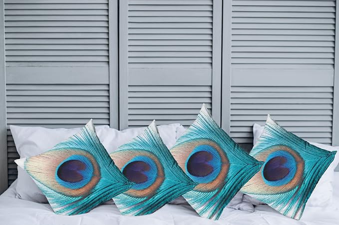 Ambesonne Feather Throw Pillow Cushion Case Pack of 4, Close up Pattern of - Image 2