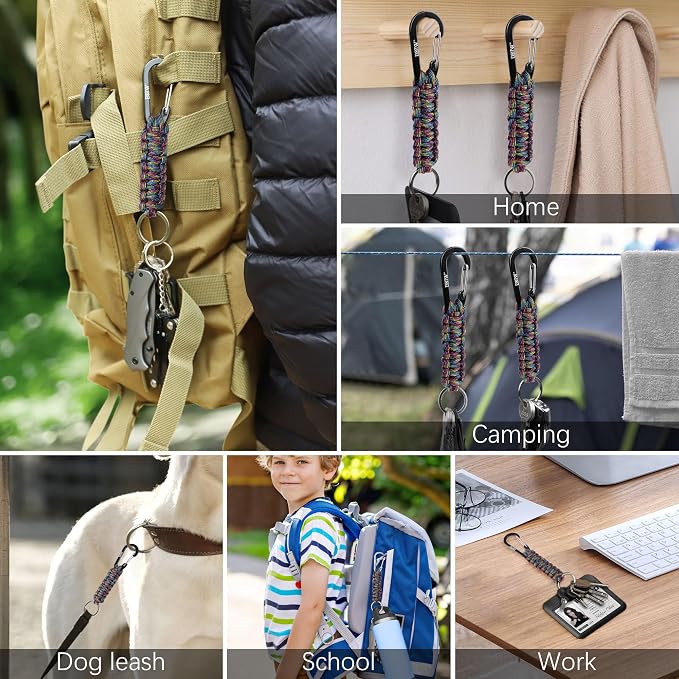 EOTW Paracord Keychain for Men Women Paracord Carabiner Backpack Keychain - Image 6