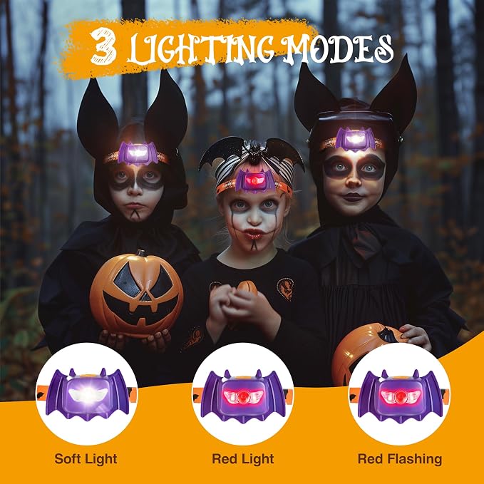 EverBrite Halloween Bat Headlamps Halloween Gifts, 5 Pack Head Lamps - Image 3