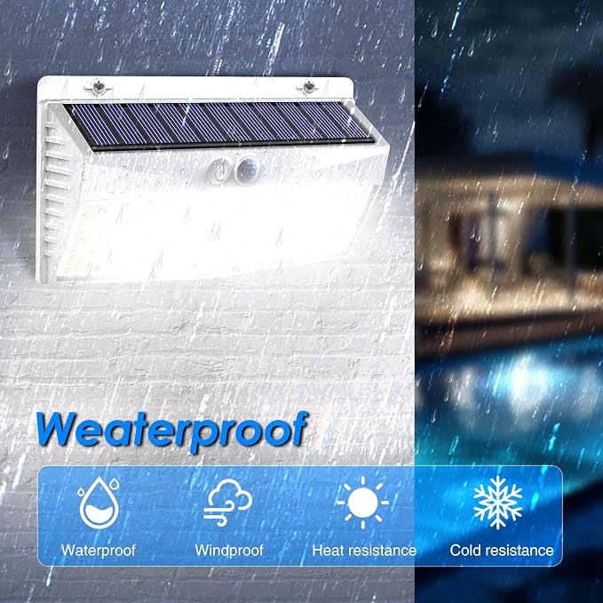 Peasur 1 Pack 368 LED Solar Lights Outdoor Motion Sensor, Solar Fence - Image 3