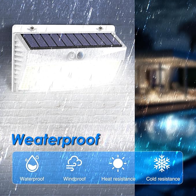 4 Pack 368 LED Solar Lights Outdoor Motion Sensor, Solar Fence Light - Image 3