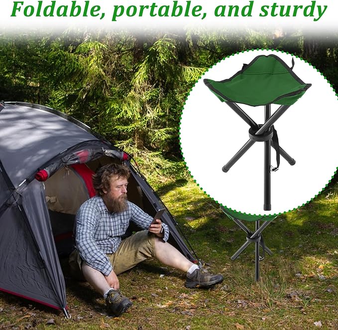 Folding Camping Stool, Portable Travel Outdoor Tripod Seat - Image 7
