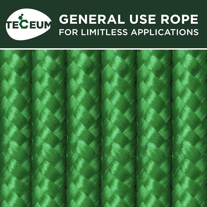 TECEUM Rope – 90 Feet x 3/8 Inch – Green – Strong All-Purpose Utility Rope – - Image 9