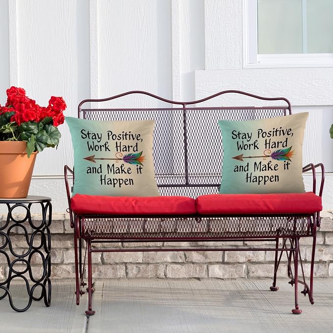 Swono Pillow Covers 18X18 Inch Set of 2 Life Quote, Throw Pillow Cases Stay - Image 4