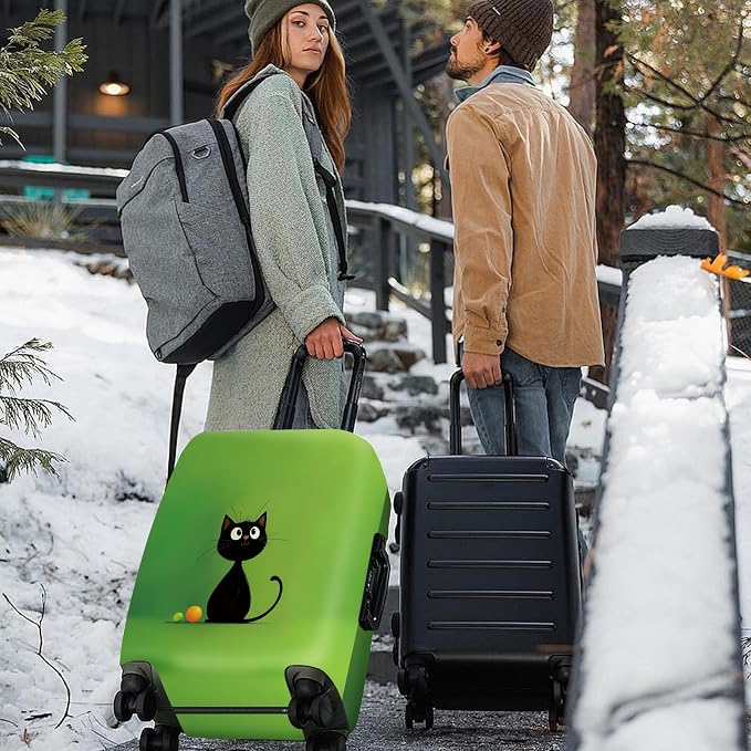 ANNA QUEEN Cute Black Cat Luggage Cover, Minimal Cartoon Suitcase Cover - Image 7