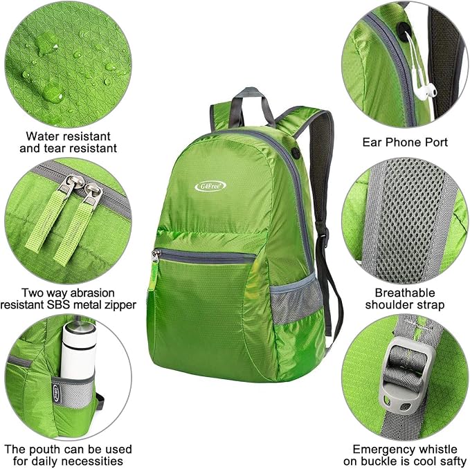 G4Free 20L Lightweight Packable Backpack Travel Hiking Daypack Foldable Backpack - Image 3