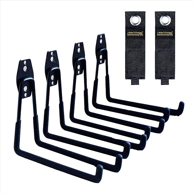 Garage Hooks, 4 Pack Wall Mount Storage Hanger by SMARTOLOGY
