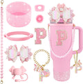 9PCS Pink for Stanley Cup Accessories Set Bling Initials Bow Charms for Stanley by Unknown