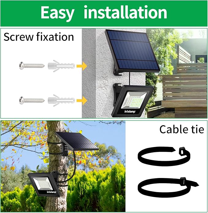 intelamp Solar Lights Outdoor, 4400mAh Solar Powered Flood Lights, Security - Image 7