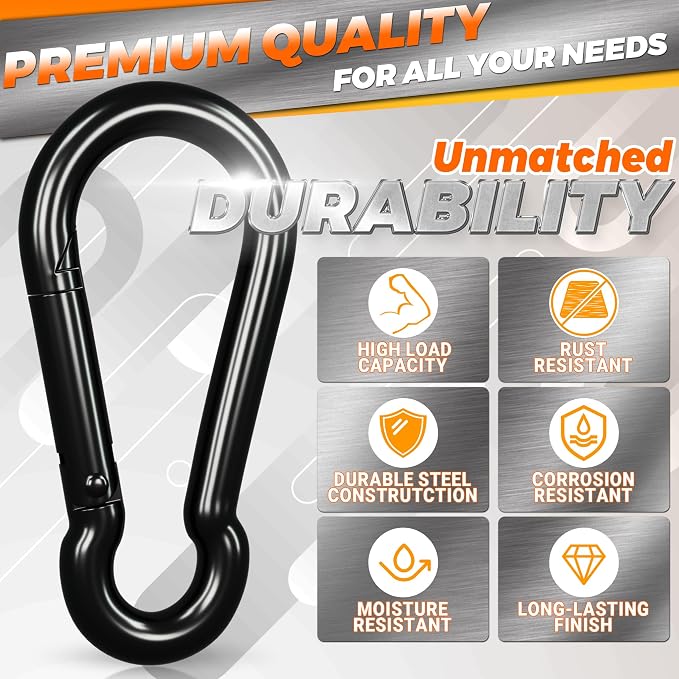 sprookber Carabiner Clips Spring Snap Hook, Iron Heavy Duty Caribeaners - Image 4