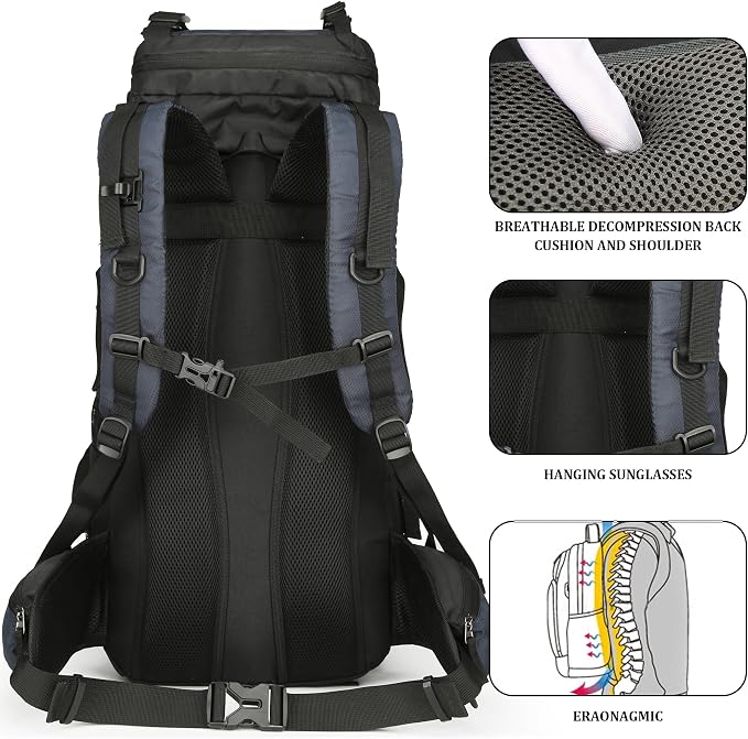 75L Hiking Backpack with Rain Cover Waterproof Camping Backpack Shoes Warehouse - Image 7