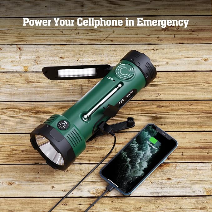 Emergency Radio with 5-Mode LED Flashlight, Solar Hand Crank NOAA Weather Radio - Image 6