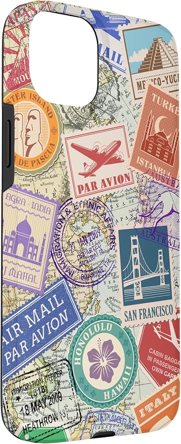 World Map Travel Passport Stamps Postage Stamp Case - Image 3