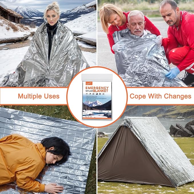 6 Pack - Large 82” x 62” Survival Emergency Mylar Thermal Blankets, Thermal - Image 4