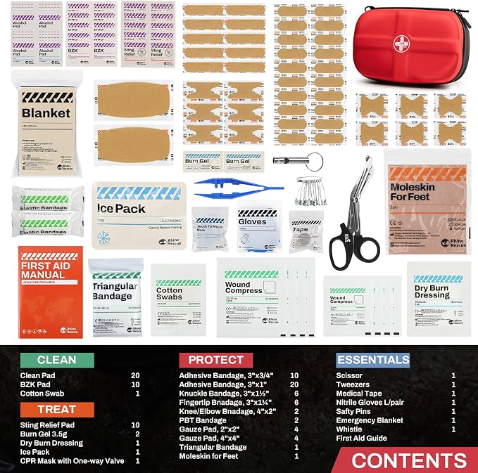 RHINO RESCUE EVA First Aid Kit, Small Waterproof Emergency Hiking First Aid Kit - Image 2