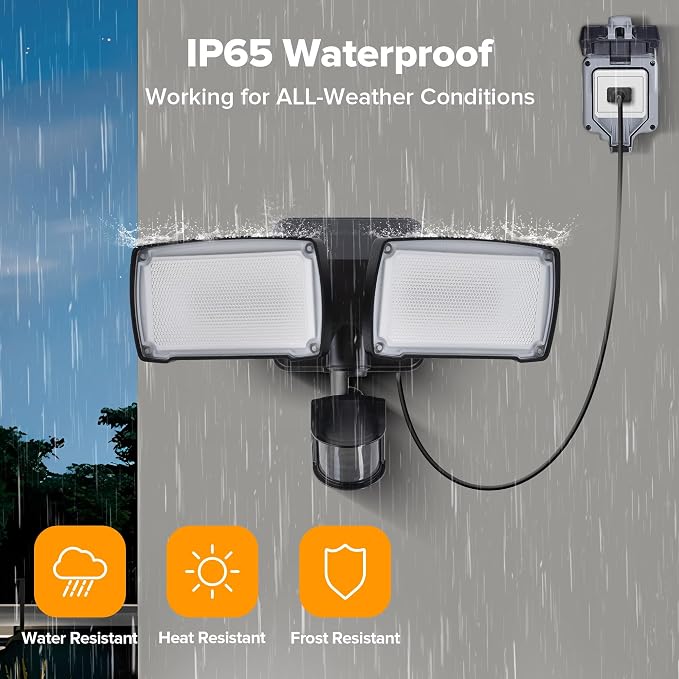 LUTEC 2 Pack 21W Black Plug in Motion Sensor Light Outdoor, Flood Lights - Image 4