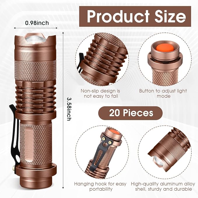 Fumete 20 Pieces LED Flashlight Mini 3 Mode Tactical Torch Small Water - Image 2